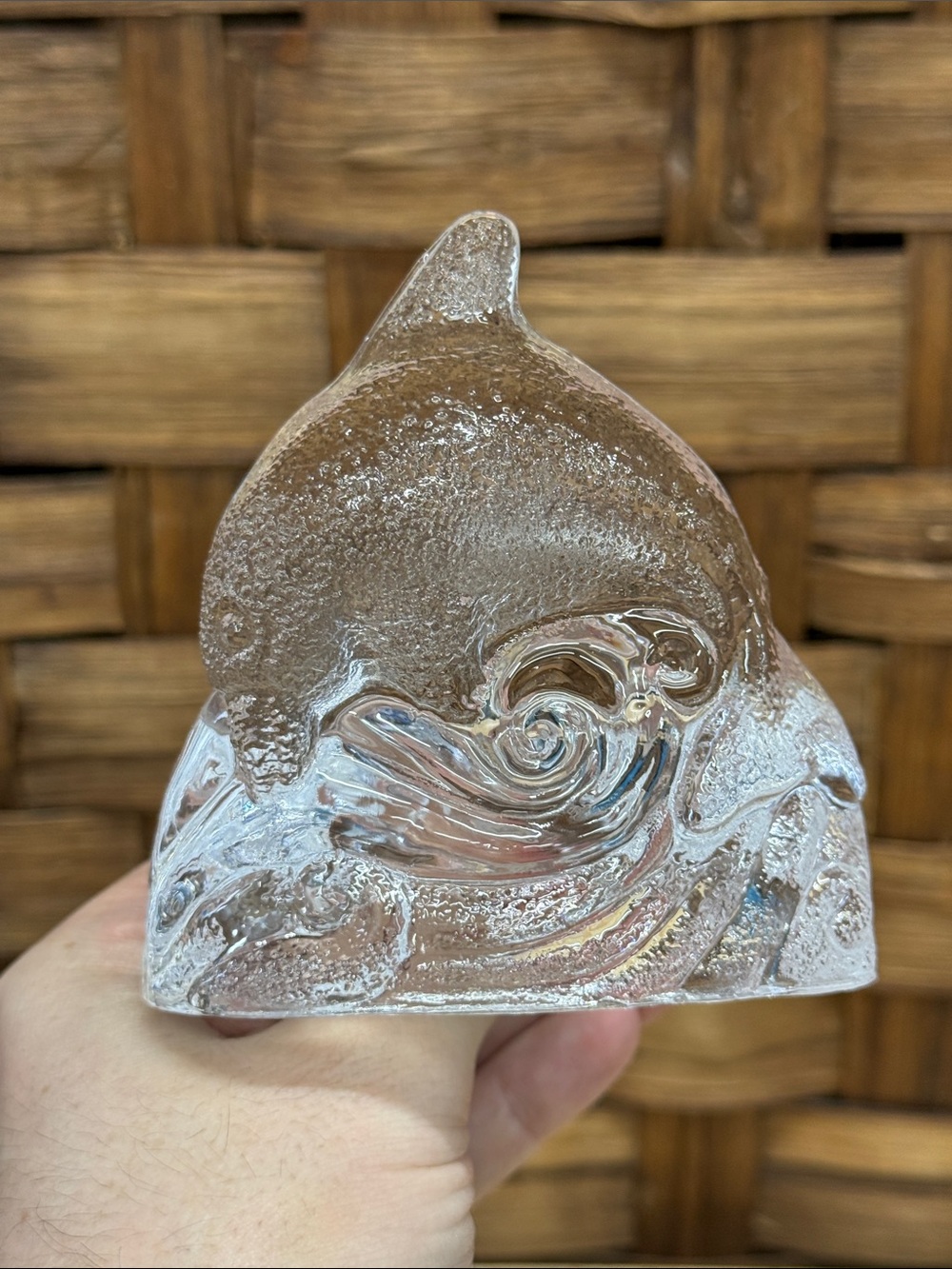 PartyLite Clear Glass Dolphin Candle Holder